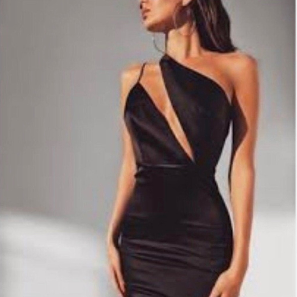 Meshki Aleena Asymmetrical Mini Dress Black XS